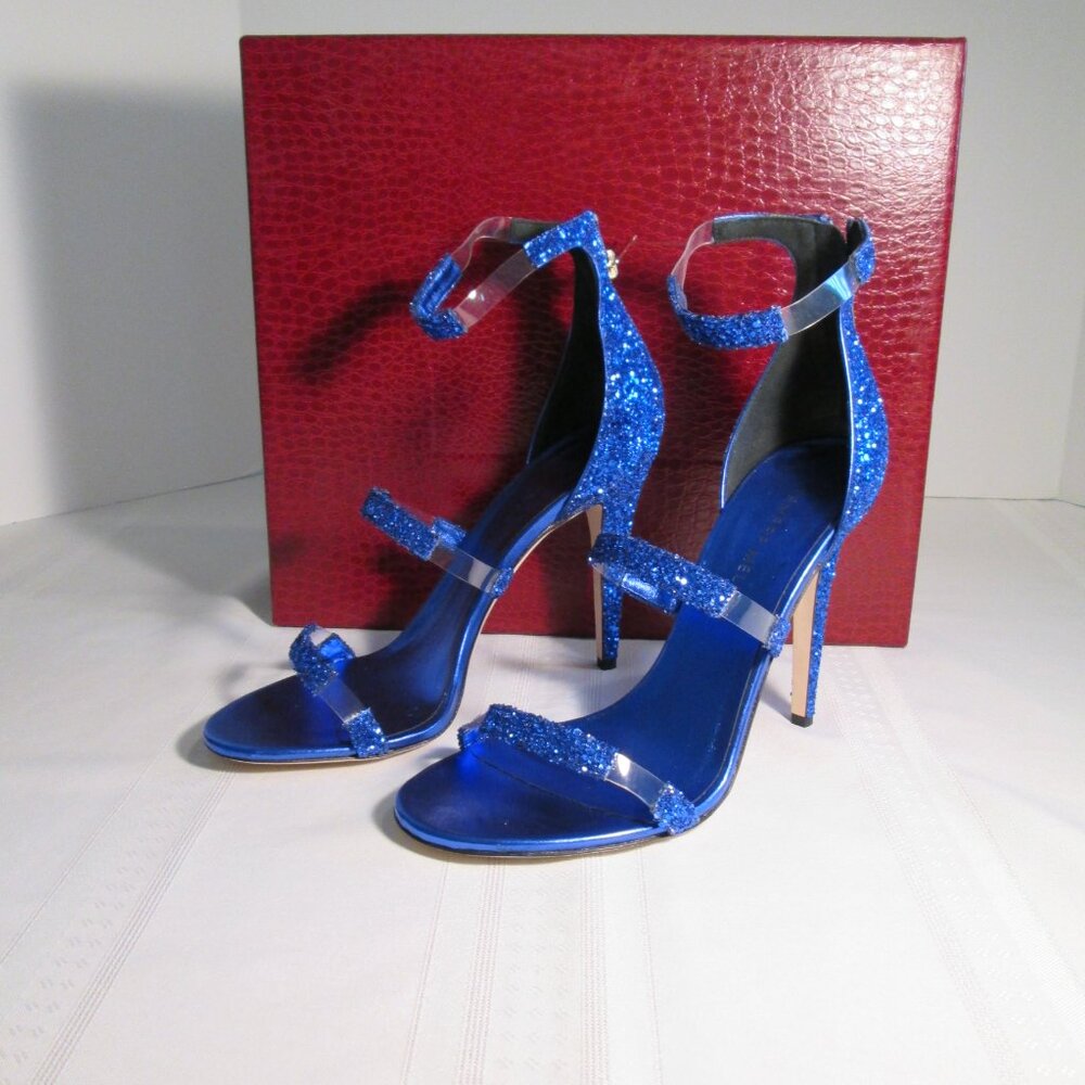 Tamara Mellon Frontline Glitter Heels Cobalt Blue Sz 40 NIB ✨ - Picture 7 of 13
